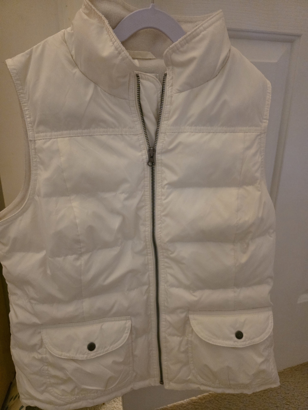 Ann Loft Women's Medium White Puffer Vest Quilted Zip Front